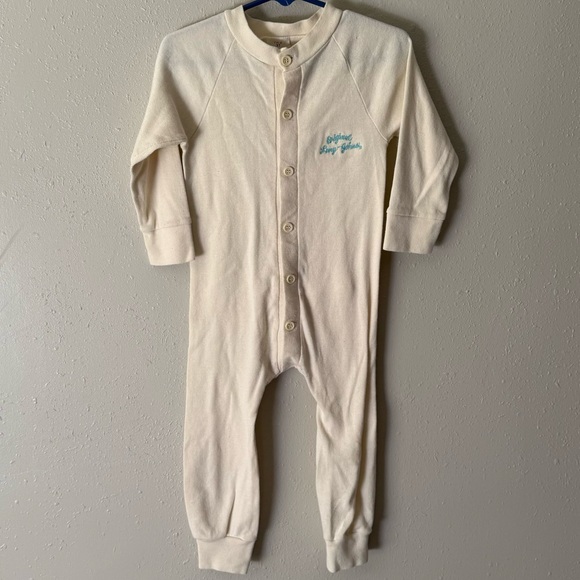 Vintage The Original Long-Johns Panda Cream With Blue Embroidery Size 3T - Picture 2 of 7